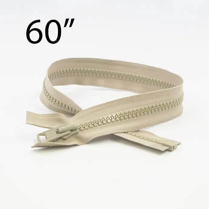 YKK® #10 Beige Vislon® UV- U.V. Resistant Marine Separating Zipper W/Locking Metal Double Slider