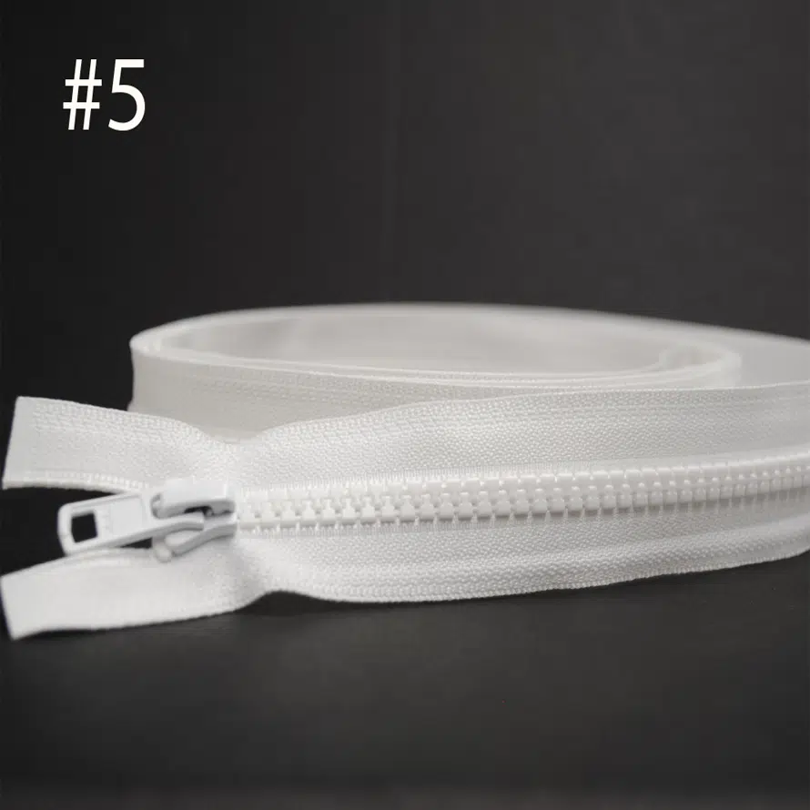 YKK® #5 White Vislon® UV- U.V. Resistant Marine Separating Zipper W/Locking Metal Single Slider