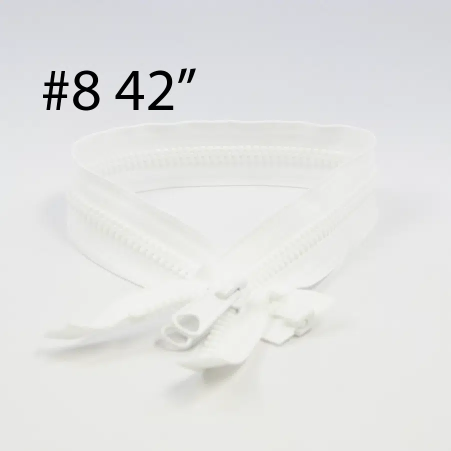 YKK® #8 White Vislon® UV- U.V. Resistant Marine Separating Zipper W/Locking Metal Double Slider