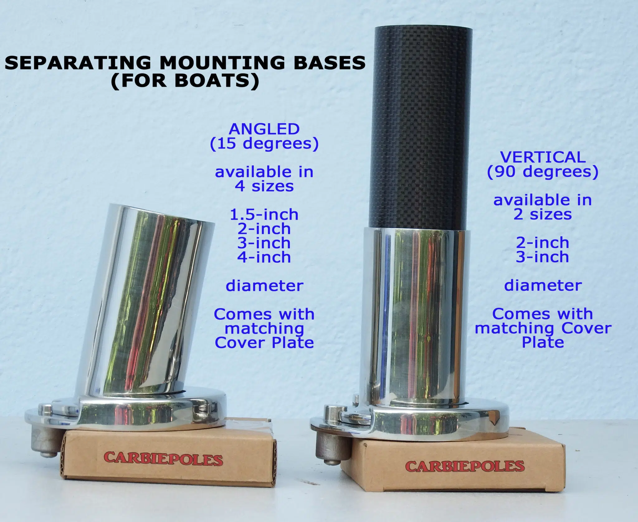 1-1/2" Stainless Steel Shade Pole Mounting Base w/ Cover Plate - Image 3